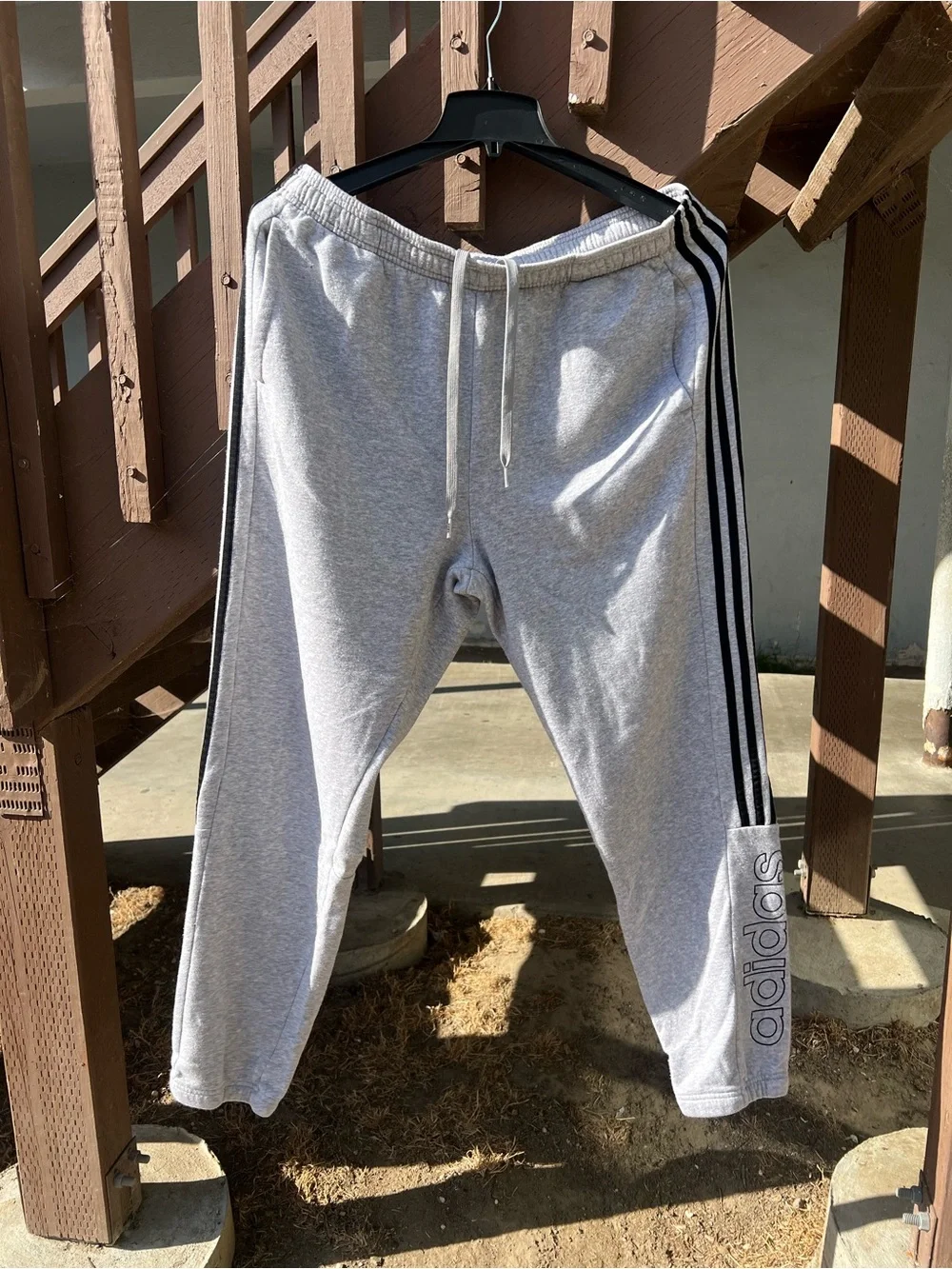 adidas Gray Jogger Sweatpants with Black Side Stripes